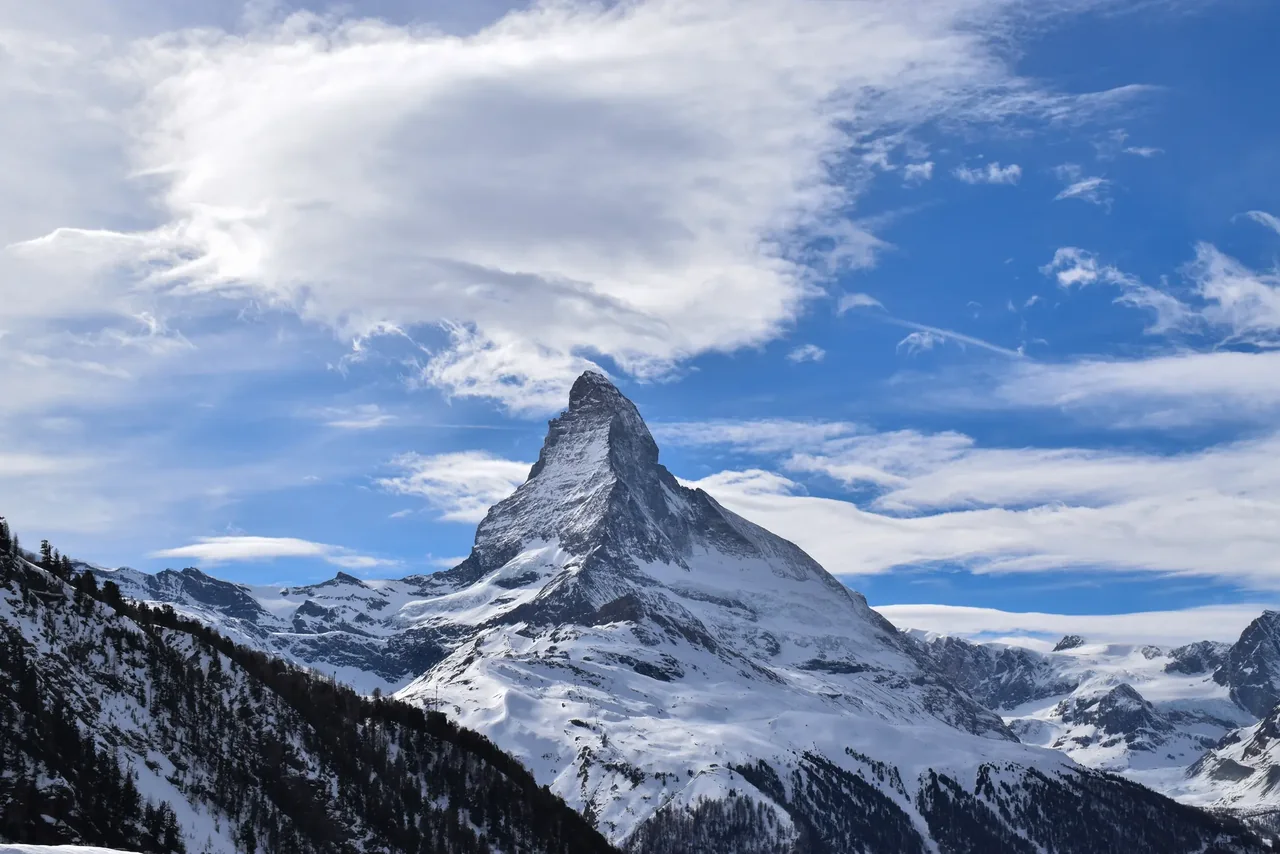 The Matterhorn above snow-covered slopes — Thrill Stay, Aosta Valley